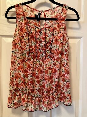 BCX Red Floral Ruffle Hem Sleeveless Camisole